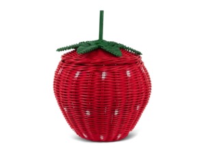 Woven Strawberry Basket with Lid Red <b>Wicker</b> Hamper Fruit Shape Storage Basket Home Decor Halloween Decoration - Product Image 5