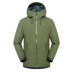 Veste coupe-vent en PU gris clair pour homme avec fermeture éclair et poches pour l'automne et les activités de plein air - Product Image 5