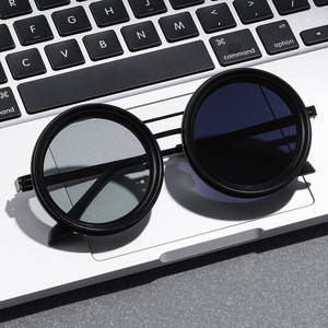 High Quality Custom Logo <b>Retro</b> Fashion Metal <b>Sunglasses</b> Luxury UV400 Round Eyewear Fashion Glasses 2025 - Product Image 3