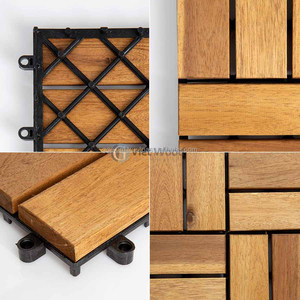 Indoor Outdoor Acacia <b>Wood</b> Decking Tiles Interlocking Wooden <b>Planks</b> - Product Image 1