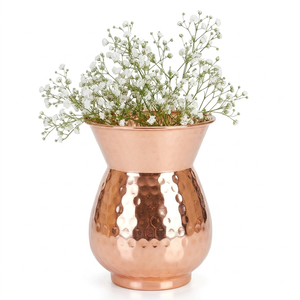 Florero de cobre hecho a mano |   Jarrón de Metal de Cobre Martillado |   Centro de Mesa Decorativo para el Hogar |   Jarrón Tradicional de Cobre - Product Image 1