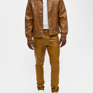 กางเกงหนังผู้ชายขายดี ดีไซน์ล่าสุด ขายส่ง รับออกแบบโลโก้ กางเกงหนังผู้ชาย วัสดุคุณภาพดี - Product Image 1