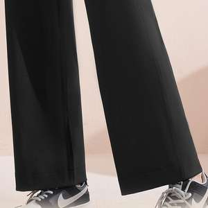 Pantalon de yoga évasé taille haute pour femme, couleur unie, coupe droite, vêtement de sport confortable à jambe large, vente en gros - Product Image 6