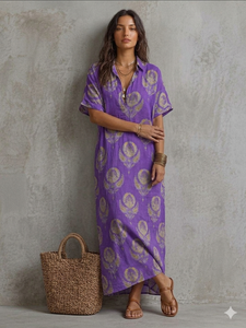 Kaftan Kurta pour femme avec imprimé motif violet - Product Image 2