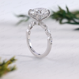 Elegant Oval <b>Crystal</b> Solitaire <b>Ring</b> Sparkling Marquise Stacking <b>Ring</b> White Gold Wedding Band Women <b>Ring</b> Custom Jewelry - Product Image 4