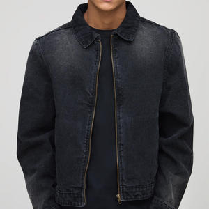 Men's Washed Denim <b>Jacket</b> With <b>Sequins</b> Dot Pattern Turn-down Collar Zipper Closure Casual Autumn Loose Fit Short Length - Product Image 2