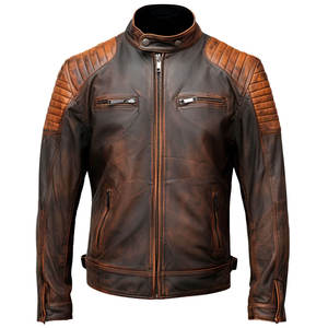 Veste en cuir de vache véritable pour homme, haute qualité, personnalisée, respirante, imperméable, effet vieilli, couleur marron rouille, modèle 2026 - Product Image 1