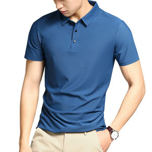 Camiseta Polo de Manga Corta de Seda Helada para Hombre, Nueva Colección de Verano, Elástica, Sin Costuras, de Color Liso y Fina - Product Image 1