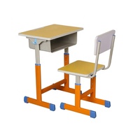 Muebles Escolares Modernos de Metal, Conjunto de Escritorio y Silla Individual para Estudiantes, Altura Ajustable, Pupitre Escolar