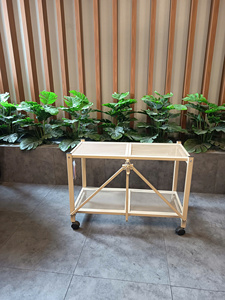 Étagère de rangement pliable à 2 niveaux en métal grillagé avec roulettes, étagère roulante en acier thermolaqué - Product Image 2