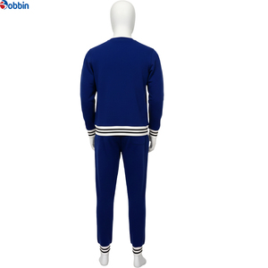 Top Trend Men's Heavyweight Customized Sports Suit Blue Cotton Tracksuit Full Sleeve Crew Neck Solid Color Jogging <b>Set</b> 2 1 - Product Image 1