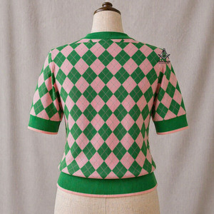 HMR Alpha |   Kapa |   Broderie Alpha Soror, vêtements en tricot personnalisés, rose vert, cardigan en tricot brodé pour femmes, vêtements de sororité - Product Image 3