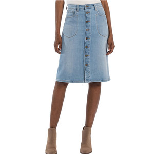 Falda Vaquera Moderna Informal y Transpirable de Algodón para Mujer con Tela Flexible, Estilo Veraniego a la Moda - Product Image 1