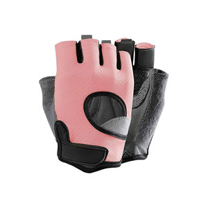 Gants de sport demi-doigts rose et noir en microfibre pour fitness et musculation unisexe à enfiler - Product Image 1