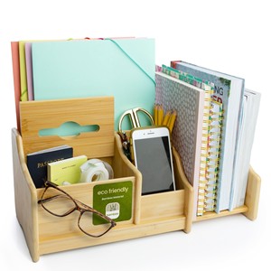 Wholesale Artistic Bamboo Wood Abstract <b>Desk</b> Organizer | Aqdus Saleem - Product Image 3