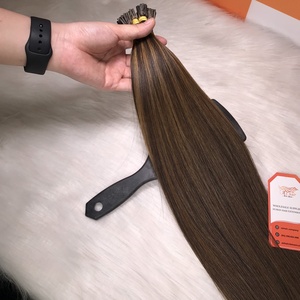 100% Remy Virgin Extensiones de queratina vietnamita I-Tip Natural Straight Highlight Color 12A Grade Machine Extensiones de trama Doble - Product Image 6