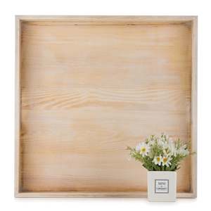 Plateau de service rond en bois de qualité supérieure, plateau décoratif rustique avec bords surélevés, plateau en bois élégant pour la décoration de la maison - Product Image 4