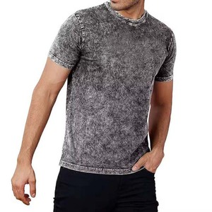 OEM Low MOQ Wholesale Men's Cotton Vintage Acid Wash T Shirts Casual Blank Oversized O Neck Tee Plus Size High Street Man Shirts - Product Image 1