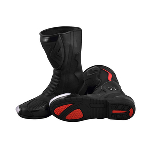 Bottes de moto en cuir noir pour homme, grande taille, imperméables, respirantes, ignifuges, pour toutes les saisons - Product Image 1