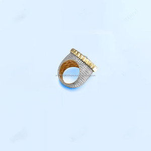 <b>Iced</b> Hip Hop Style 925 Sterling Silver Cluster <b>Ring</b> with Prong Setting Rhodium Plated for Engagement Anniversary Gift Occasion - Product Image 2