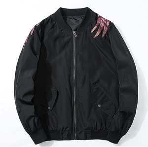 Chaqueta Acolchada Estilo Chino para Hombre, Negra y Rosa, Impermeable, de Poliéster/Rayón, Diseño Sólido, Cuello Marinero, Cierre de Cremallera, para Otoño - Product Image 2