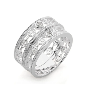 925 Sterling <b>Silver</b> <b>Silver</b> Filigree <b>Couple</b> <b>Rings</b> - Product Image 2
