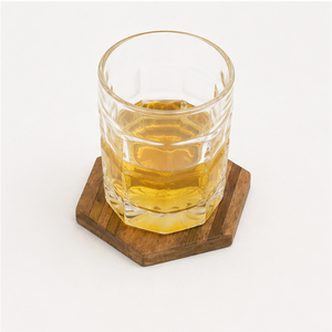 Ensemble de 4 dessous-de-verre hexagonaux en bois artisanal, en bois de Sheesham de qualité supérieure, avec élégantes rayures métalliques, pour la maison et le bureau - Product Image 6