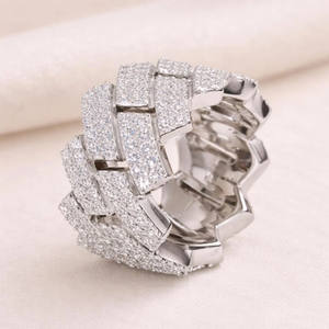 Moissanite Iced Chunky Cluster 925 Sterling Silver Rhodium Plated Diamond Wedding Hip Hop Style <b>Statement</b> Jewelry <b>for</b> Men <b>Women</b> - Product Image 2