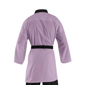 Ensemble d'uniformes de karaté personnalisés violet et noir pour hommes et garçons, tenue d'entraînement d'arts martiaux assortie père-fils, vente en gros - Product Image 4