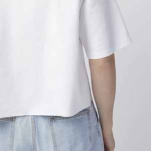 เสื้อยืดทรงบ็อกซ์พิมพ์ลายกราฟิกผ้าฝ้ายโอเวอร์ไซส์ทรงบ็อกซ์ฟิตสำหรับผู้ชาย AI-TS-22 พร้อมโลโก้แบบกำหนดเอง - Product Image 4