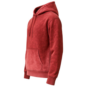 Sudadera con Capucha Roja para Hombre, Corte Regular, Diseño Casual de Color Sólido con Bolsillos, para Otoño - Product Image 3