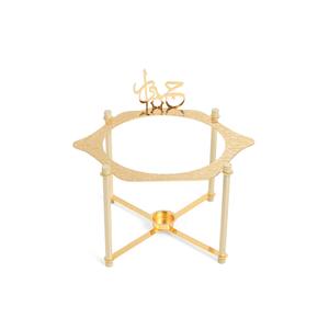 Plat de service en verre doré d'inspiration arabe Majlis, pour buffet, avec couvercle, ensemble chauffe-plats et calligraphie - Product Image 4