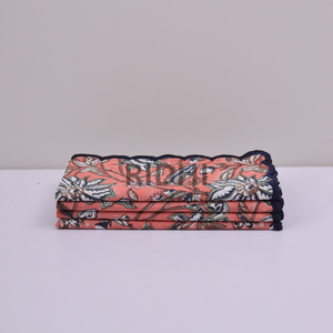 Serviettes de table en coton imprimées florales corail, brodées, réutilisables, pour mariage, hôtel, restaurant, vente en gros - Product Image 5