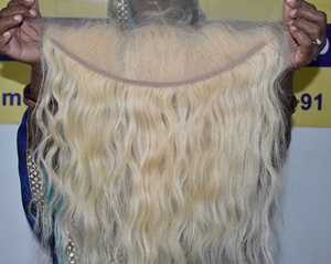 Extensions de cheveux indiens vierges naturels en gros 13*6 blond droit frontal 100% traitement chimique gratuit brut pas cher cheveux humains - Product Image 3