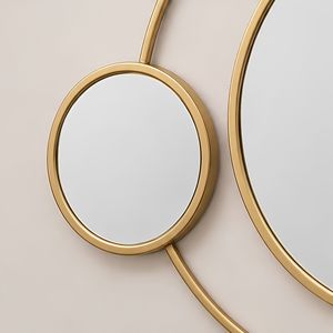 DOUBLE <b>CIRCLE</b> ACCENT <b>WALL</b> <b>MIRROR</b> Brass Round <b>Wall</b> <b>Mirror</b> Set Decorative Accent <b>Mirror</b> for Living Room Bedroom Entryway - Product Image 3
