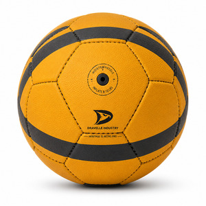 Custom Logo Premium 32 Panel <b>Hand</b> <b>Stitched</b> Soccer Ball Vintage Retro Marigold Charcoal PU Leather Football for Match Training - Product Image 2
