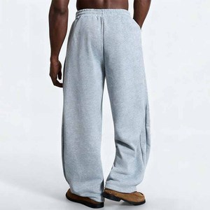 Men's Light Gray <b>Harem</b> Pants Elastic Waist Casual Knitted Cotton Joggers Autumn Wear Breathable Midweight Style - Product Image 2