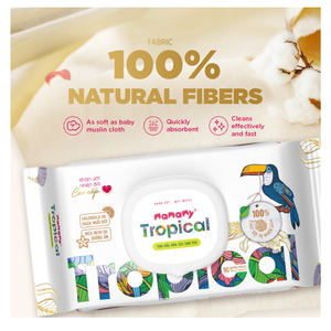 Lingettes humides tropicales Premium Mamamy, 60 lingettes - Lingettes douces en fibres naturelles pour bébés - Soin préventif contre les éruptions cutanées tropicales - Product Image 5