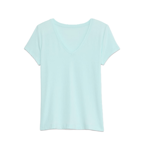 Camisetas de Moda, Diseño Personalizado, Camiseta Negra de Algodón Puro y Poliéster, Cuello en V, Cómoda, de Manga Corta para Mujer - Product Image 2