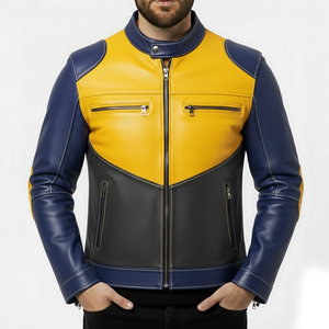 Veste en cuir véritable taille US, cuir d'agneau, édition limitée, appliqué brodé de diamants, veste d'hiver de haute qualité pour hommes - Product Image 1