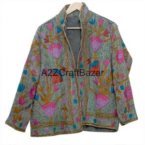 Chaqueta Ecológica Bordada a Mano con Diseño Floral, de Algodón de Secado Rápido y Transpirable, Cuello en V, Estilo Vintage Suzani, para Uso Casual en Invierno - Product Image 6