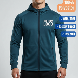 Fabricant de sweats à capuche sportifs en polyester, logo personnalisé, sweat à capuche zippé fitness, directement de l'usine - Product Image 1