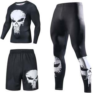 Ensemble de compression unisexe : T-shirt à manches longues, short et pantalon long, imprimé par sublimation, en polyester, ajusté, pour l'entraînement - Product Image 6