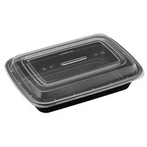 Rectangular <b>Plastic</b> <b>Food</b> <b>Container</b> with Lid Microwave Safe Bpa Free Single Compartment Airtight 32oz Capacity - Product Image 1