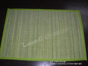 Natural Bamboo Dining Table <b>Placemats</b>, Dark Brown and Natural Wood Striped Design, Heat-Resistant Table Mats with Fabric Borders - Product Image 2
