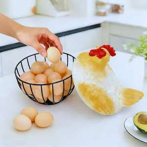 Decorative Metal <b>Egg</b> Basket, Farmhouse Kitchen <b>Egg</b> <b>Storage</b> Holder - Product Image 5