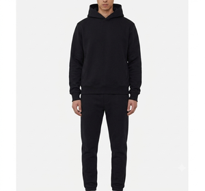 Mens Cotton Fleece Hooded Casual Solid Tracksuit Athletic Streetwear Set Custom Logo - Product Image 6