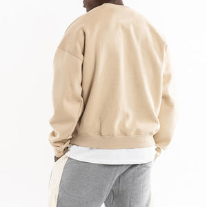 OEM Plain Dropped Shoulder <b>Long</b> Sleeve Cotton Men's Hoodies Custom Logo Printed Oversized Crewneck Pullover <b>Sweatshirts</b> - Product Image 2