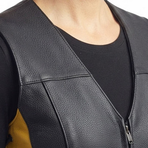 Women Genuine Leather <b>Waist</b> <b>Coat</b> Women V-Neck Leather Waistcoat Female Front Zipper Leather Office Wear Vest - Product Image 4