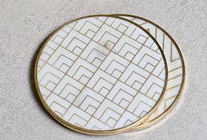 Hexagon Stone Coaster With Blue Stripes Modern <b>Table</b> <b>Mat</b> Heat Resistant Design Natural Marble Design Low Price <b>Table</b> Decor - Product Image 3